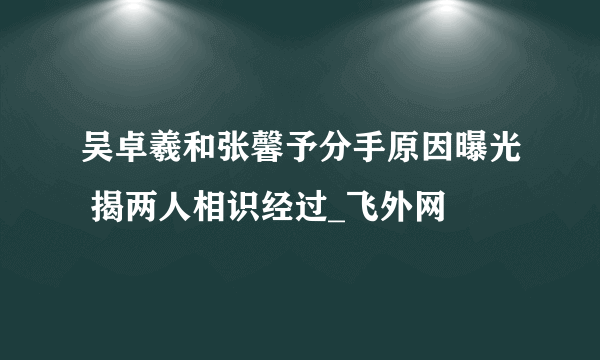 吴卓羲和张馨予分手原因曝光 揭两人相识经过_飞外网