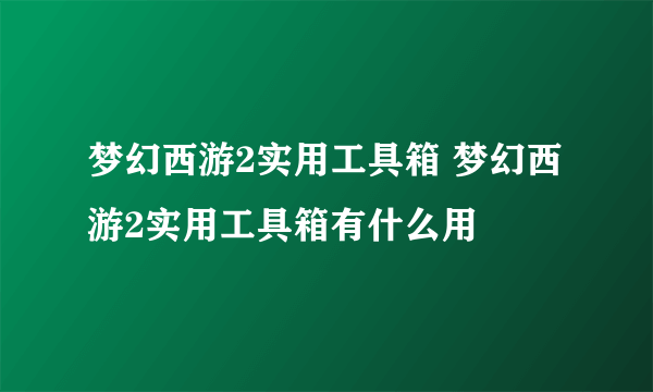 梦幻西游2实用工具箱 梦幻西游2实用工具箱有什么用