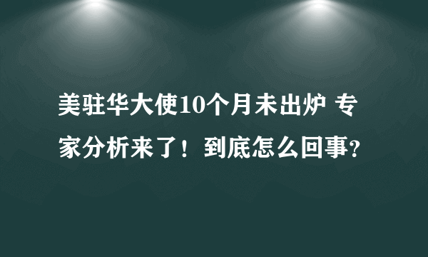 美驻华大使10个月未出炉 专家分析来了！到底怎么回事？