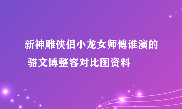 新神雕侠侣小龙女师傅谁演的 骆文博整容对比图资料