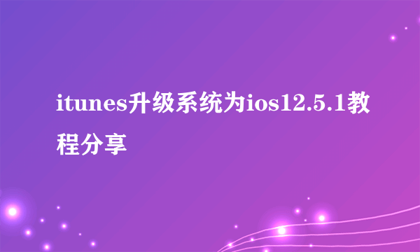 itunes升级系统为ios12.5.1教程分享