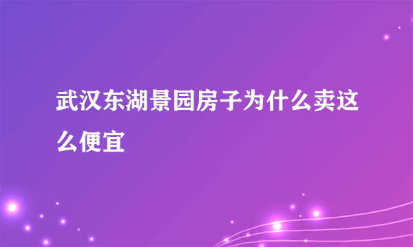 武汉东湖景园房子为什么卖这么便宜