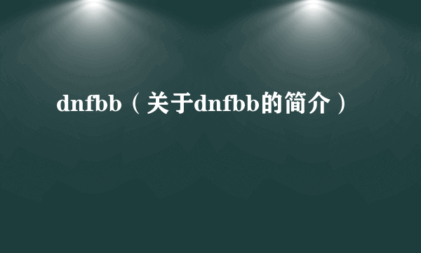 dnfbb（关于dnfbb的简介）