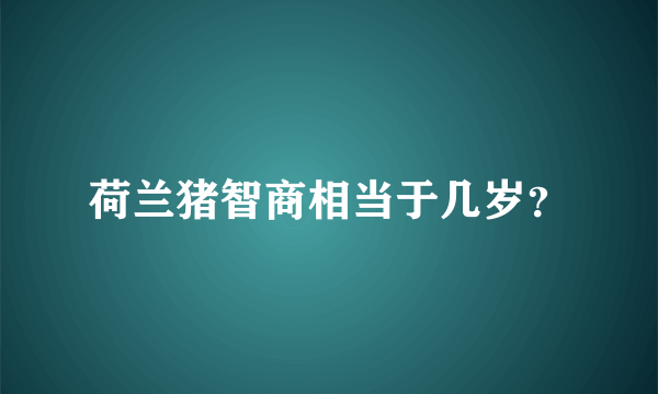 荷兰猪智商相当于几岁？