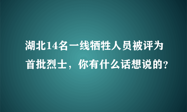 湖北14名一线牺牲人员被评为首批烈士，你有什么话想说的？