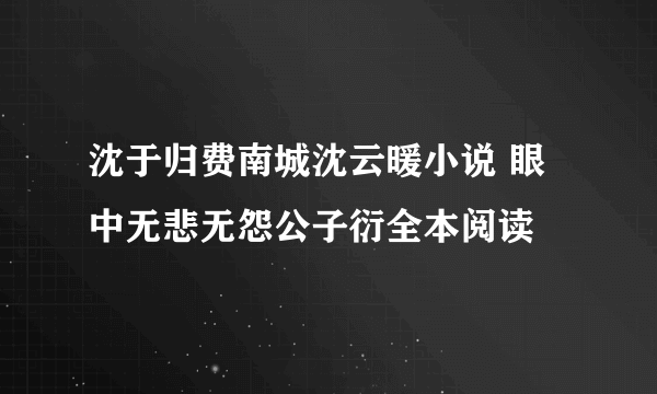 沈于归费南城沈云暖小说 眼中无悲无怨公子衍全本阅读