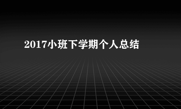 2017小班下学期个人总结