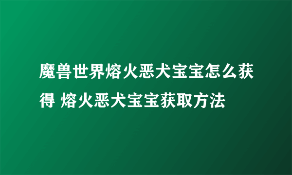 魔兽世界熔火恶犬宝宝怎么获得 熔火恶犬宝宝获取方法