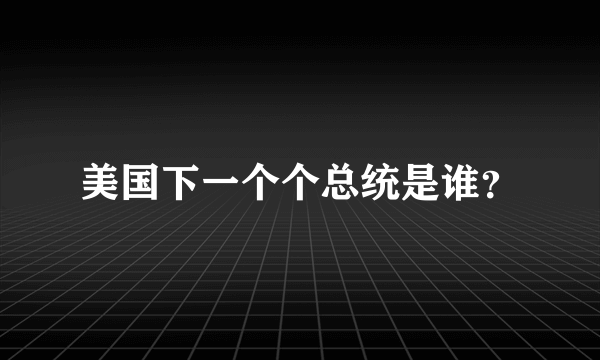 美国下一个个总统是谁？