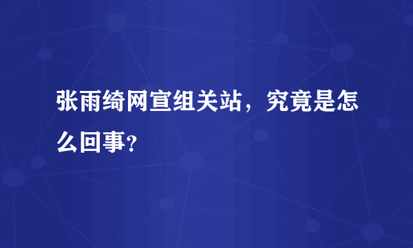 张雨绮网宣组关站，究竟是怎么回事？