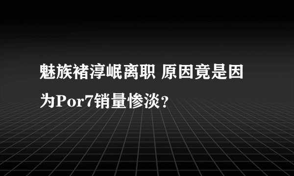 魅族褚淳岷离职 原因竟是因为Por7销量惨淡？