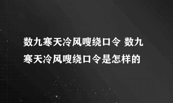 数九寒天冷风嗖绕口令 数九寒天冷风嗖绕口令是怎样的