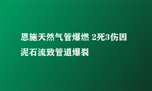 恩施天然气管爆燃 2死3伤因泥石流致管道爆裂