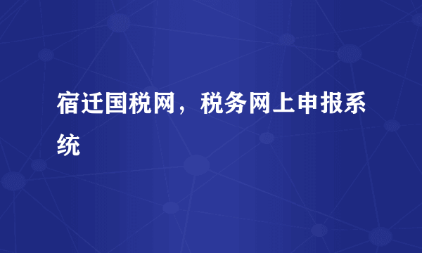 宿迁国税网，税务网上申报系统