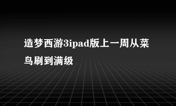 造梦西游3ipad版上一周从菜鸟刷到满级