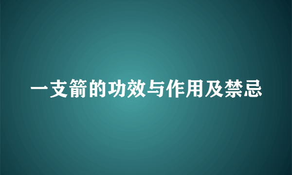 一支箭的功效与作用及禁忌