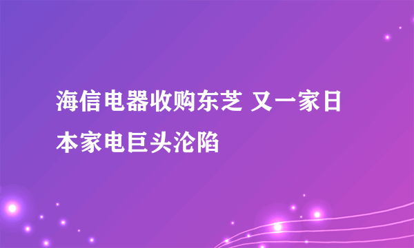 海信电器收购东芝 又一家日本家电巨头沦陷