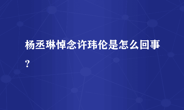 杨丞琳悼念许玮伦是怎么回事？