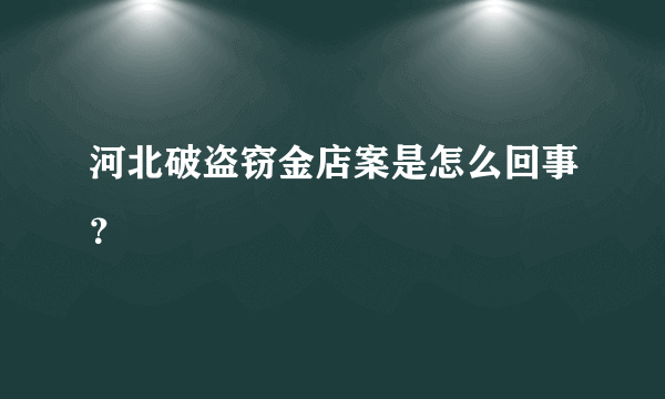 河北破盗窃金店案是怎么回事？