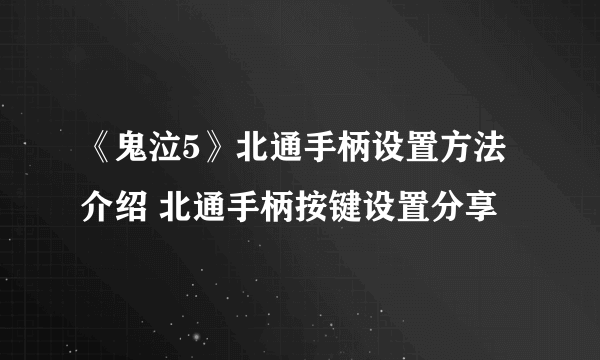 《鬼泣5》北通手柄设置方法介绍 北通手柄按键设置分享