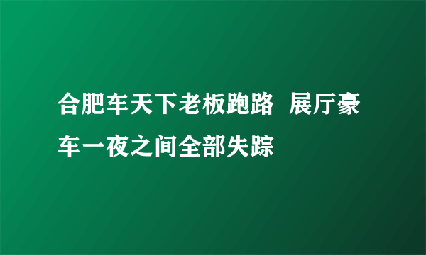 合肥车天下老板跑路  展厅豪车一夜之间全部失踪