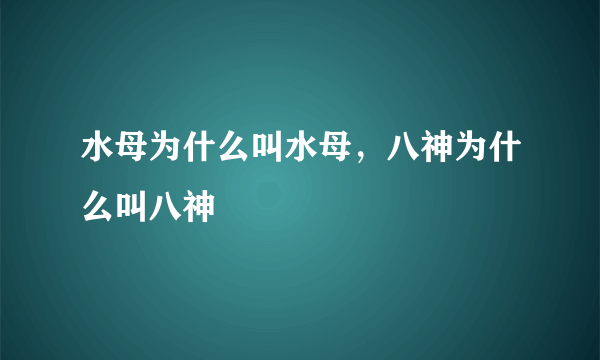 水母为什么叫水母，八神为什么叫八神