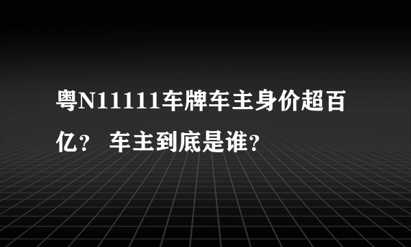 粤N11111车牌车主身价超百亿？ 车主到底是谁？