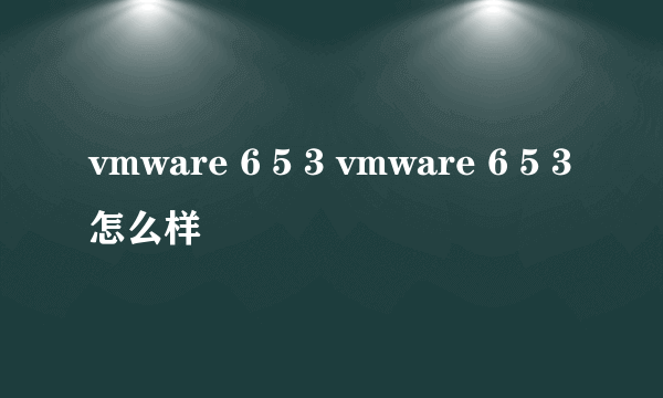 vmware 6 5 3 vmware 6 5 3怎么样