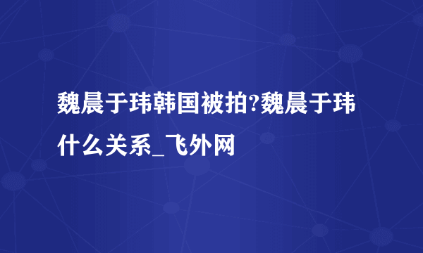 魏晨于玮韩国被拍?魏晨于玮什么关系_飞外网