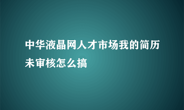 中华液晶网人才市场我的简历未审核怎么搞