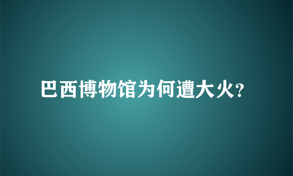 巴西博物馆为何遭大火？