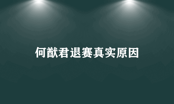 何猷君退赛真实原因