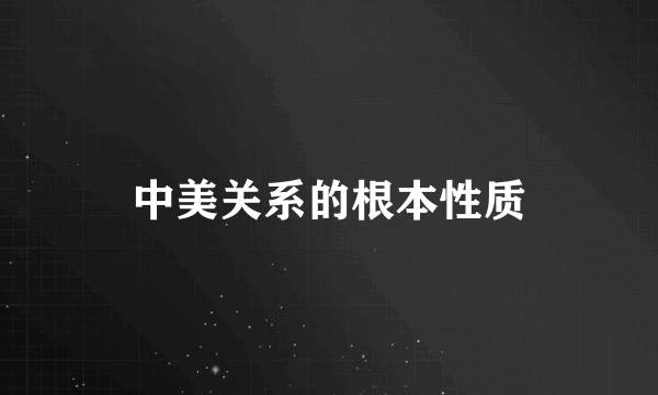 中美关系的根本性质