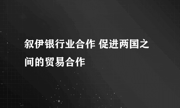 叙伊银行业合作 促进两国之间的贸易合作