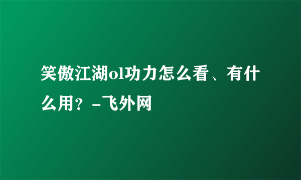 笑傲江湖ol功力怎么看、有什么用？-飞外网