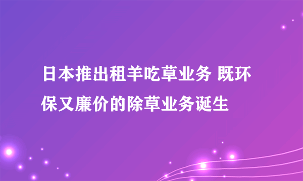 日本推出租羊吃草业务 既环保又廉价的除草业务诞生