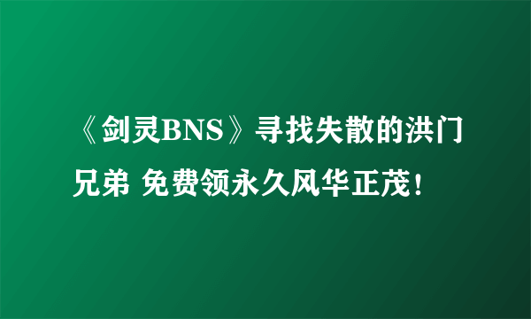 《剑灵BNS》寻找失散的洪门兄弟 免费领永久风华正茂！