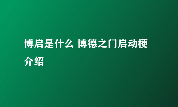 博启是什么 博德之门启动梗介绍