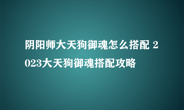 阴阳师大天狗御魂怎么搭配 2023大天狗御魂搭配攻略