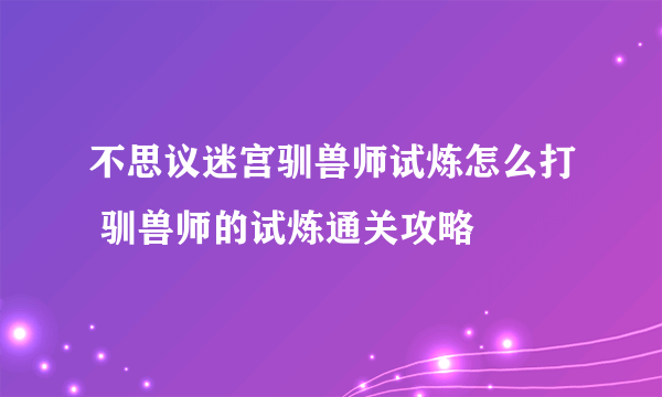 不思议迷宫驯兽师试炼怎么打 驯兽师的试炼通关攻略